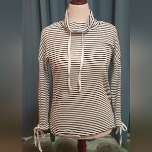 Mazik Black & White Striped Long Sleeve Turtleneck w/ties